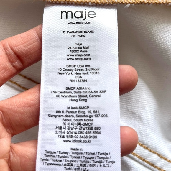 Maje White Paradise Rainbow Embroidery Denim Jacket US 6 Contemporary Festival - Picture 13 of 15